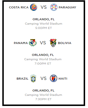 Matches - Copa America in Orlando